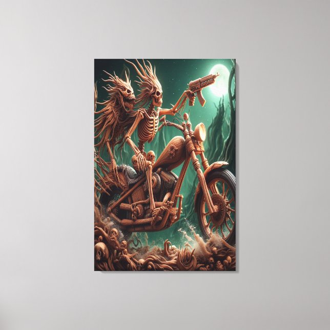 Grimbone and Skulldust, mounted their big chopper  Canvas Print (Front)