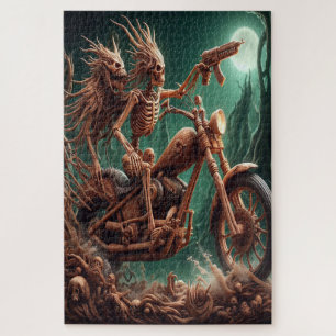 Grimbone and Skulldust, mounted their big chopper Jigsaw Puzzle