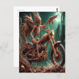 Grimbone and Skulldust, mounted their big chopper  Postcard