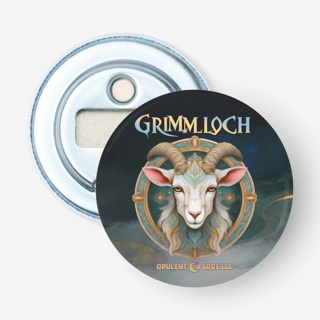 Grimmloch Goat Emblem Fantasy RPG Bottle Opener (Front)