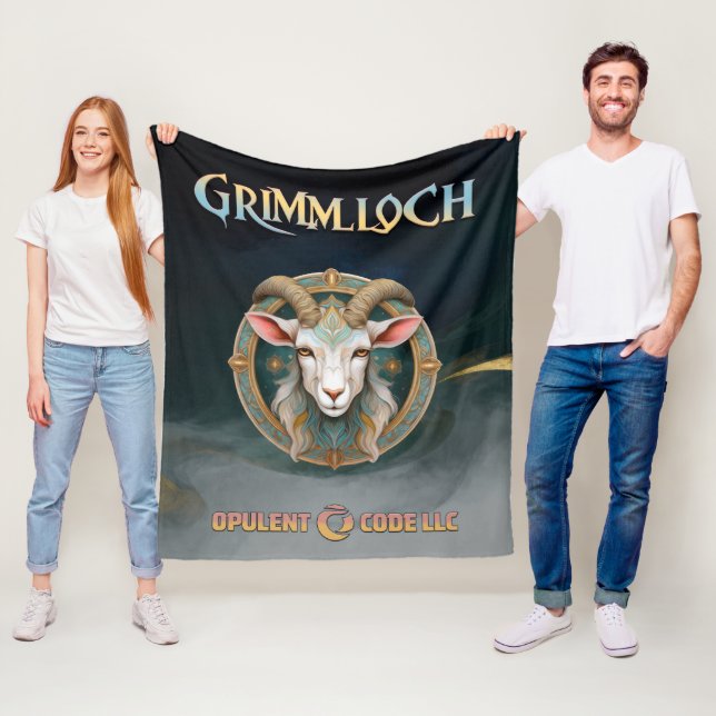 Grimmloch Goat Emblem Fantasy RPG Fleece Blanket (In Situ)