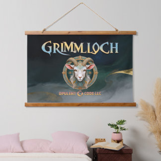 Grimmloch Goat Emblem Fantasy RPG Hanging Tapestry