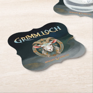 Grimmloch Goat Emblem Fantasy RPG Paper Coaster
