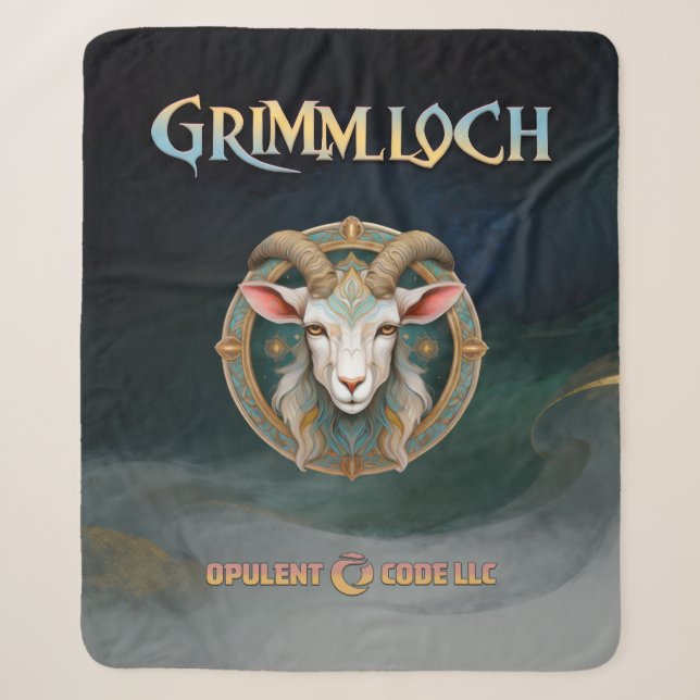 Grimmloch Goat Emblem Fantasy RPG Single-Sided Sherpa Blanket (Front)