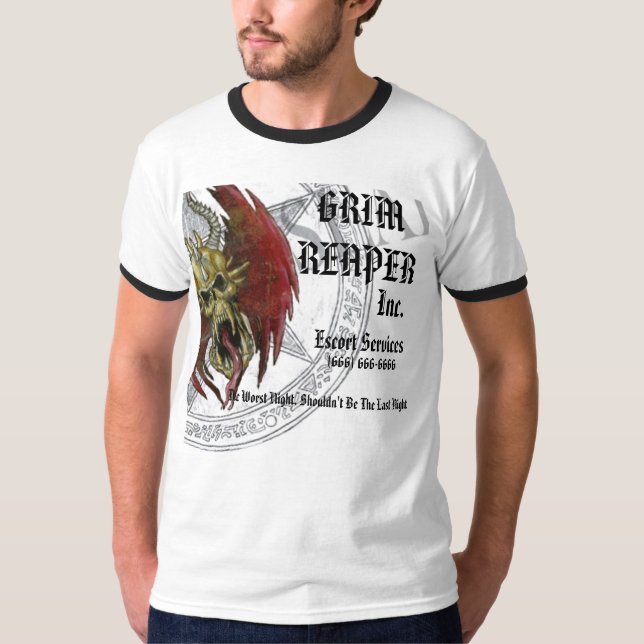 GRIMREAPER, Inc., Escort .services.. T-Shirt (Front)