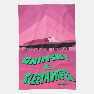 Grimsby & Cleethorpes pier travel poster Tea Towel