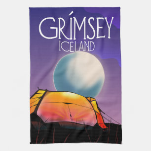 Grímsey Iceland travel poster Tea Towel