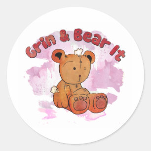 grin and bear it classic round sticker