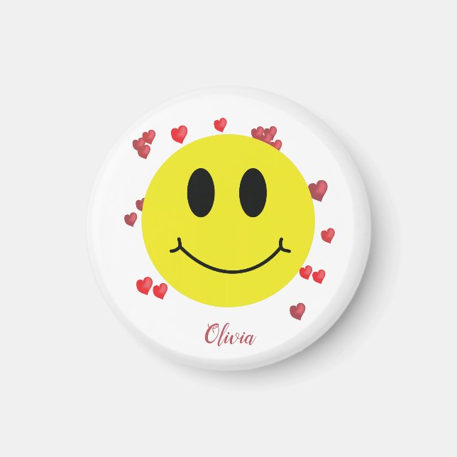 Grin Face with Red Hearts Personalized    Magnet (Front)