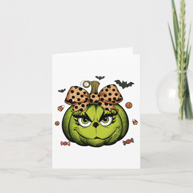 Grinc Pumpkin Coquette Pumpkin Halloween Spooky Se Card (Front)