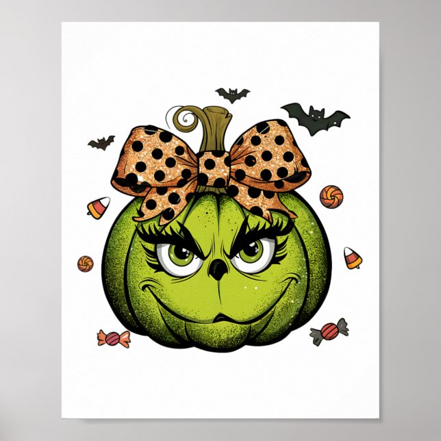 Grinc Pumpkin Coquette Pumpkin Halloween Spooky Se Poster (Front)