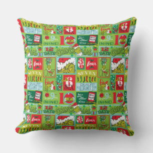 Grinch   12 Days of Grinchmas Pattern Cushion