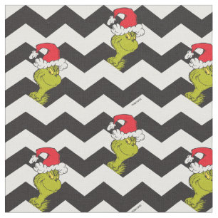 Grinch   Black & White Holiday Chevron Pattern Fabric