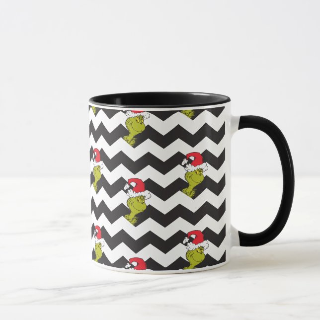 Grinch | Black & White Holiday Chevron Pattern Mug (Right)