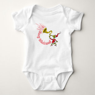 Grinch Blowing the Merry Grinchmas Horn Baby Bodysuit