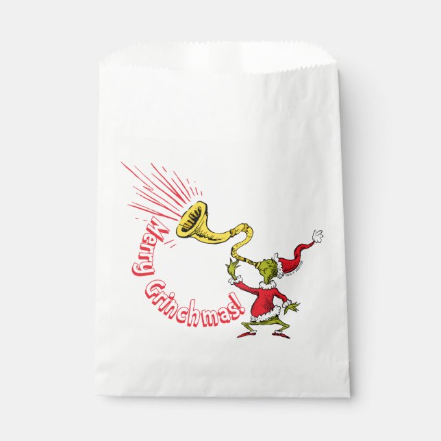 Grinch Blowing the Merry Grinchmas Horn Favour Bags (Front)