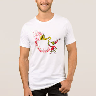 Grinch Blowing the Merry Grinchmas Horn Tri-Blend Shirt