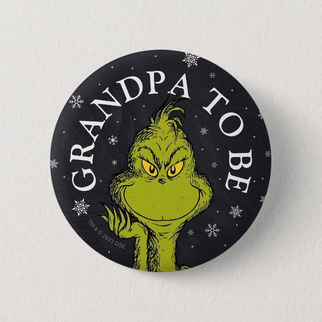 Grinch Chalkboard Baby Shower | Grandpa 6 Cm Round Badge (Front)