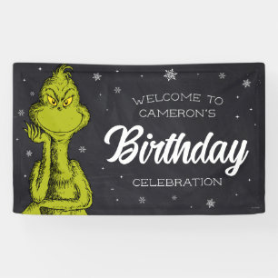 Grinch Chalkboard Birthday Banner