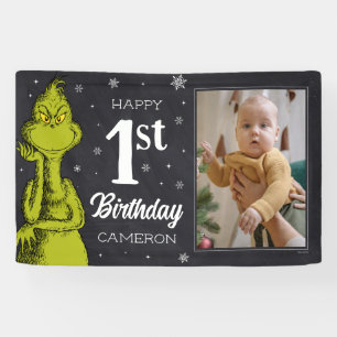 Grinch Chalkboard Birthday Banner