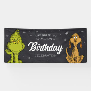 Grinch Chalkboard Birthday Banner