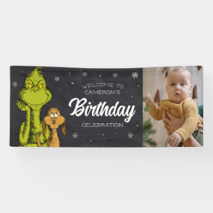 Grinch Chalkboard Birthday Banner