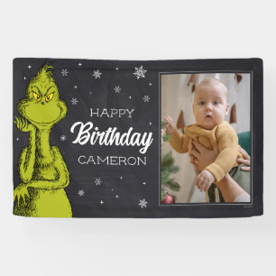 Grinch Chalkboard Birthday Banner