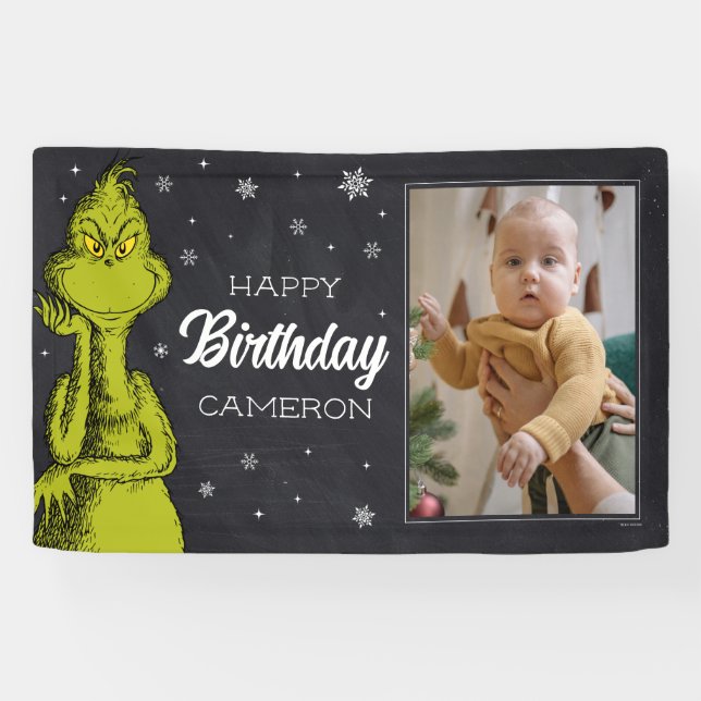 Grinch Chalkboard Birthday Banner (Horizontal)