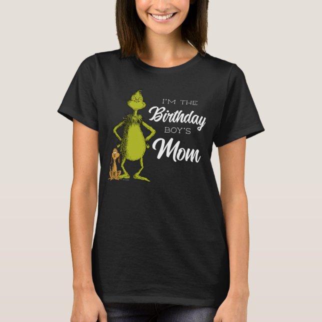 Grinch Chalkboard Birthday Boy's Mum T-Shirt (Front)