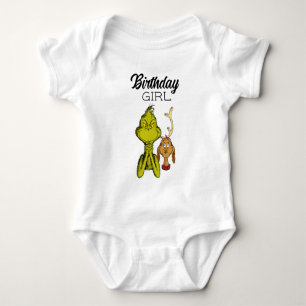 Grinch Chalkboard Birthday Girl Baby Bodysuit