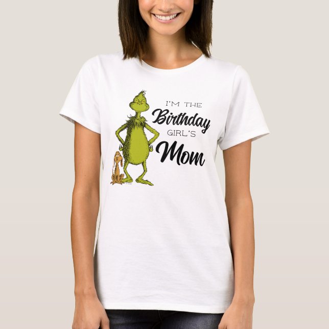 Grinch Chalkboard Birthday Girl's Mum T-Shirt (Front)