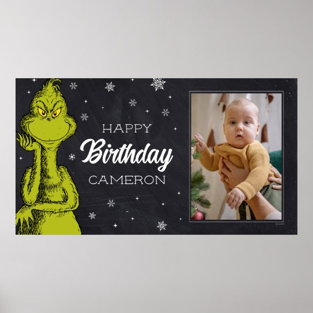 Grinch Chalkboard Birthday Poster (Front)