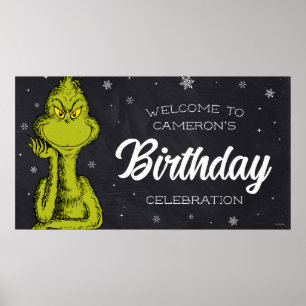 Grinch Chalkboard Birthday Poster