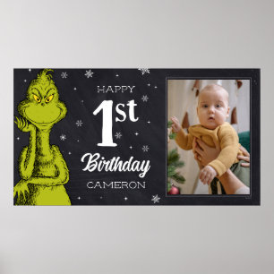 Grinch Chalkboard Birthday Poster