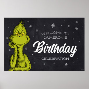 Grinch Chalkboard Birthday Poster