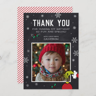 Grinch Chalkboard Birthday Thank You Card