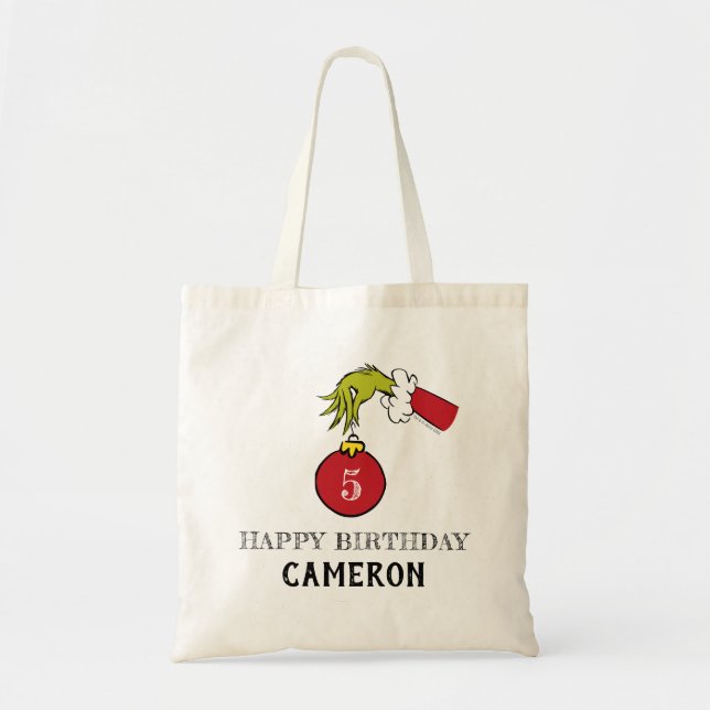 Grinch Chalkboard Birthday Tote Bag (Front)