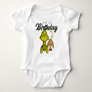 Grinch Chalkboard It's My Birthday Baby Bodysuit