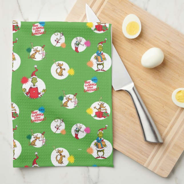 Grinch | Christmas Dot Pattern Tea Towel (Quarter Fold)