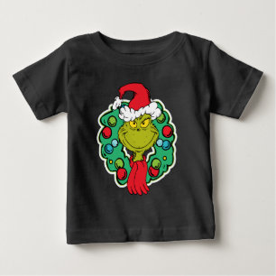 Grinch Christmas Holiday Wreath Baby T-Shirt