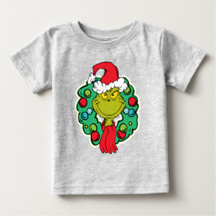 Grinch Christmas Holiday Wreath Baby T-Shirt