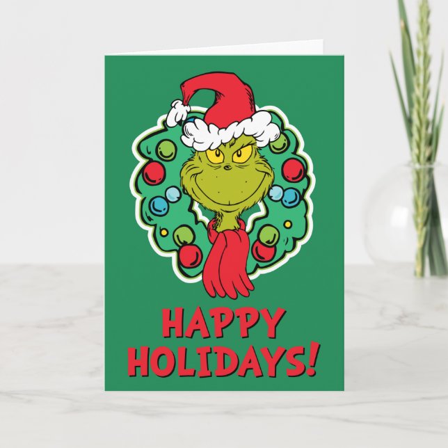 Grinch | Christmas Holiday Wreath Card (Front)