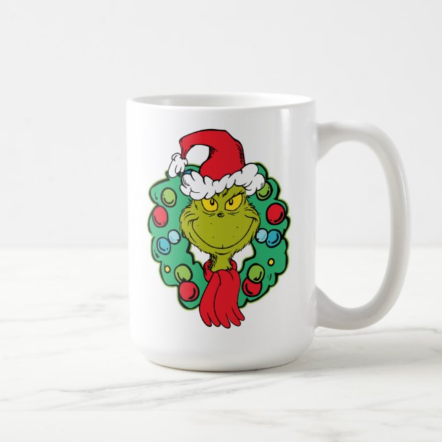 Grinch | Christmas Holiday Wreath Coffee Mug (Right)