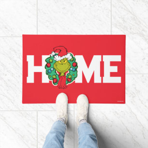 Grinch Christmas Holiday Wreath Doormat