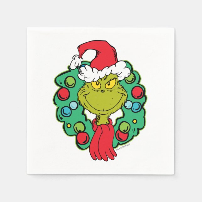 Grinch | Christmas Holiday Wreath Napkin (Front)