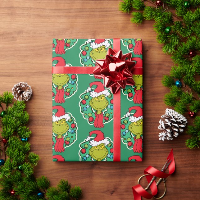 Grinch | Christmas Holiday Wreath Wrapping Paper (Holiday Gift)