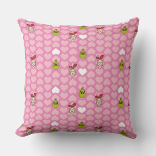 Grinch & Cindy-Lou Pink Heart Pattern Cushion