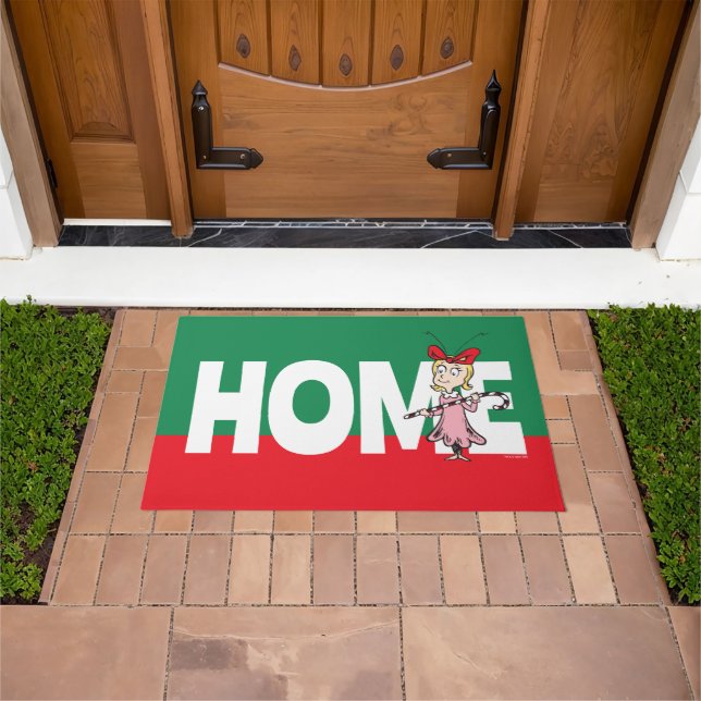 Grinch | Cindy-Lou Who - Holding Candy Cane Doormat (Outdoor)