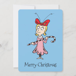 Grinch Cindy-Lou Who - Holding Candy Cane Holiday Card