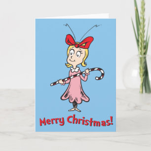 Grinch Cindy-Lou Who - Holding Candy Cane Holiday Card